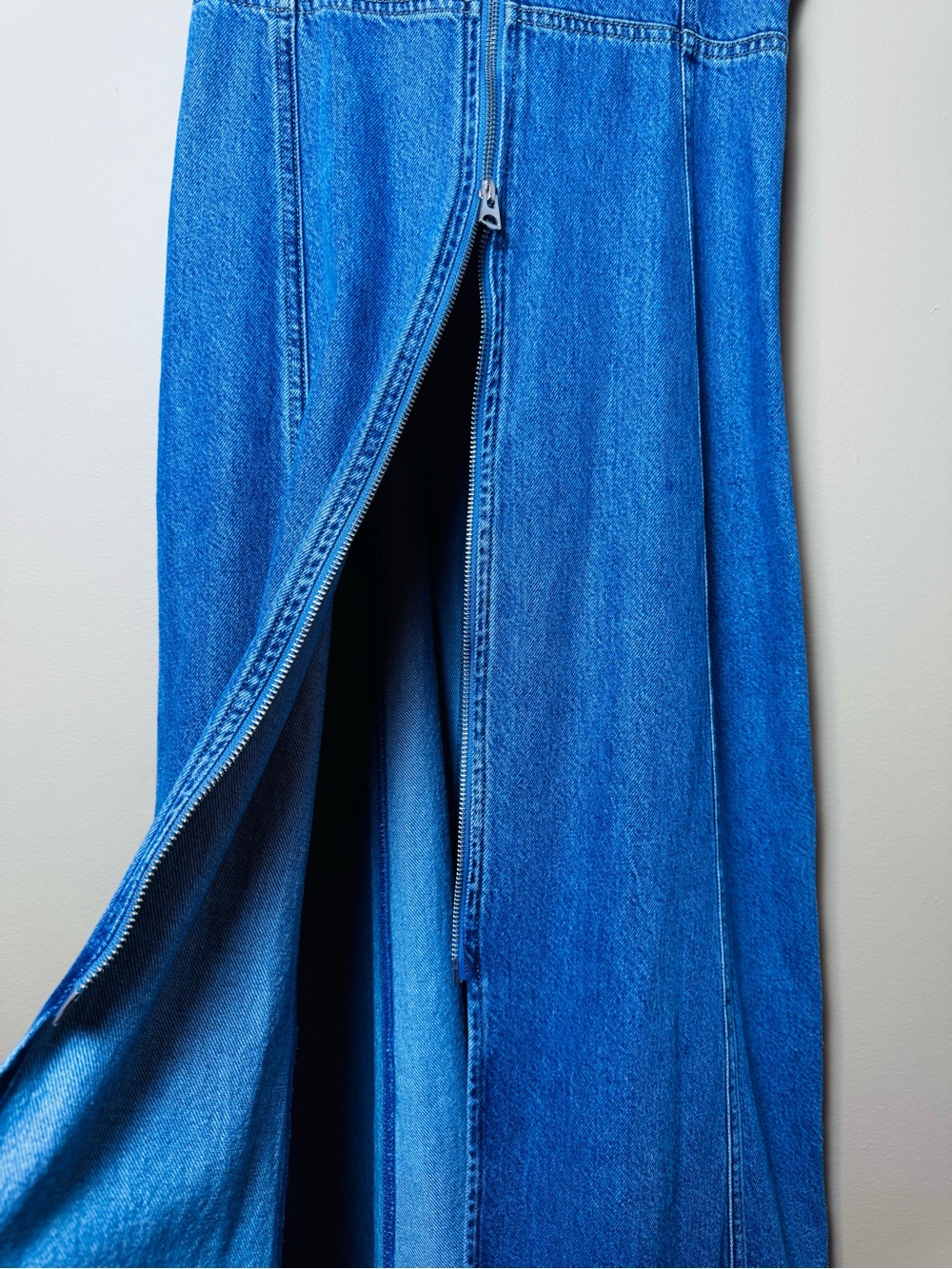 GAP UltraSoft Denim Zip-Front Maxi Dress Medium Wash Size M - Picture 7 of 15
